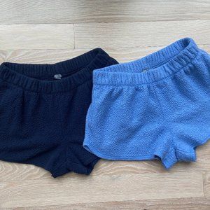 Bundle of 2 Aerie Soft Fuzzy Pajama Bottoms Navy and Periwinkle Size Medium